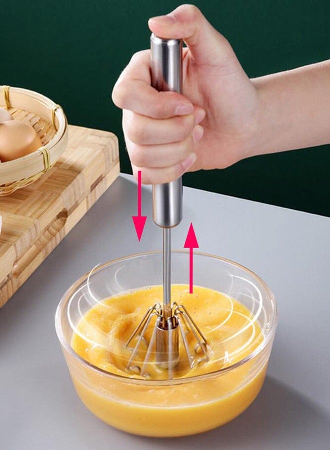 AMBA'R Kitchenware Ambar Stainless Steel Whisks, Hand Push Whisk Blender Semi-Automatic Whisk Mixer Egg Milk Beater Milk Frother Rotating Push Mixer for Blending, Whisking, Beating & Stirring (Egg Whisker) - Image 3